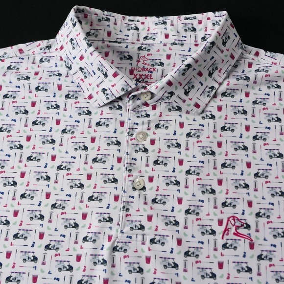 Rhoback Other - MINT! Rhoback Mens 3XL Polo Shirt Bev Golf Cart Drinks Print White Luxury Preppy